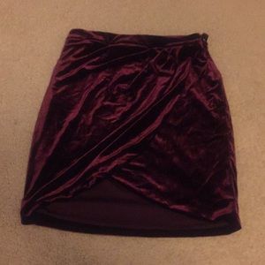Burgundy velvet skirt